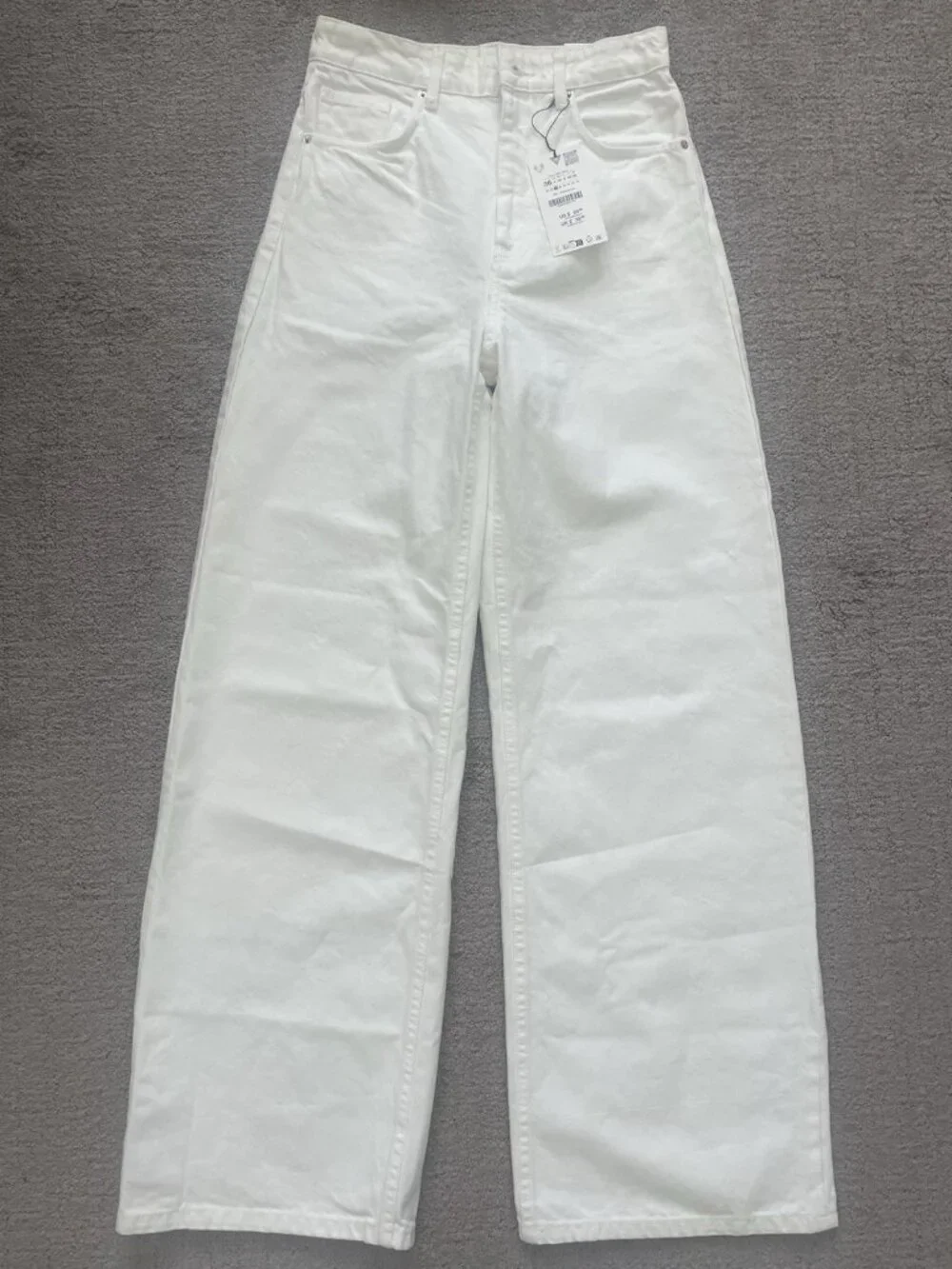 Zara Women's TRF Collection High-Waist Extra Wide-Leg Jeans White/Ecru Sz 26 4
